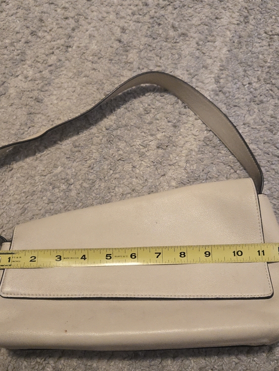 STAUD Cream Leather Valerie Baguette Shoulder Bag - Minimalist Chic - Picture 14 of 16